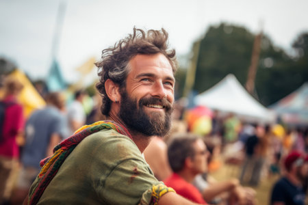 A man at the festivalの素材