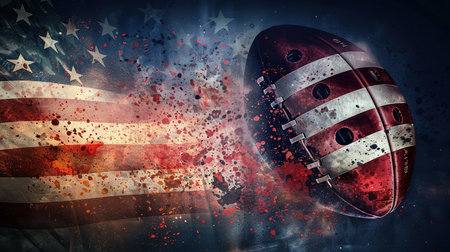 American football concept banner on darkの素材