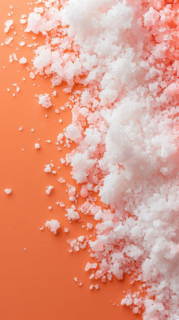 White salt with copy space on peach fuzz plain backgroundの素材