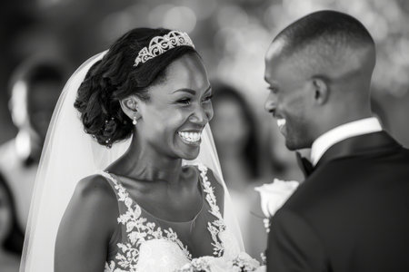 Joyful wedding photography capturing the bride and groom's special day.の素材