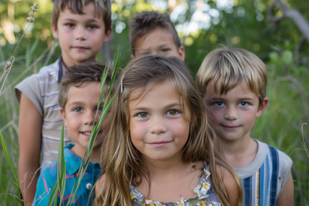 A blended family coming together after divorce and remarriage, navigating the complexities of step-parenting and co-parenting with grace, patience, and a shared commitment to the well-being of the children.の素材