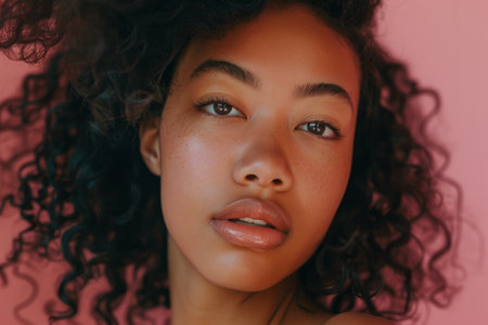 A Black woman blending her diverse cultural influences into her natural cosmetic brand, celebrating the beauty of multiculturalism and offering products that cater to a wide range of skin types and tones.の素材