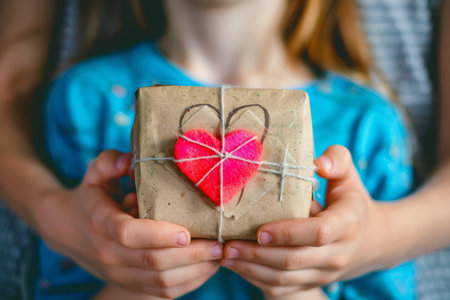 A handmade gift crafted by a child for their parents, a labor of love filled with creativity, thoughtfulness, and personal touches, presented with pride and excitement on Parents Day.の素材