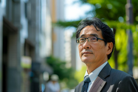 A Japanese businessman, leading a corporate social responsibility initiative to promote environmental sustainability and eco-friendly practices in the workplace, implementing green policies and initiatives to reduce carbon footprint and mitigate climate change, his commitment to sustainability setting a precedent for responsible business practices.の素材