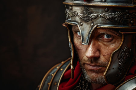 Photorealistic portrait of Roman soldiers in armor. Biblical character. Historical character.の素材