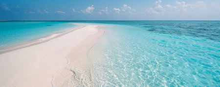 Tropical background with serene blue waters and white sandy beaches: Idyllic and refreshing, perfect for a beachside retreatの素材