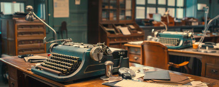 Vintage typewriter on the table in the office, vintage styleの素材