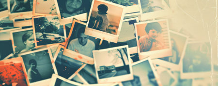 Vintage photo collage with many old photos, retro style.の素材