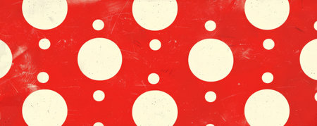 Seamless polka dot pattern. White polka dots on red background.の素材