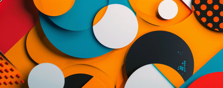 Abstract background with geometric shapes in bold, contrasting colors.の素材
