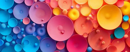 Colorful background with bright, bubbly shapes in primary colors.の素材