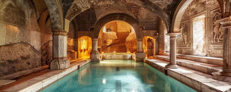 Panoramic view of the interior of the Roman Baths in Cordoba, Spainの素材