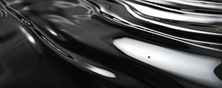 Black background with glossy, reflective surface and soft lighting.の素材