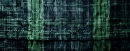 Fabric background with cozy, tartan plaid in green and navy.の素材