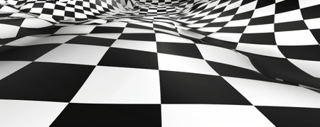 Geometric background with bold, black and white checkerboard pattern.の素材