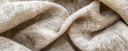 Fabric background with rustic, homespun weave in beige tones.の素材
