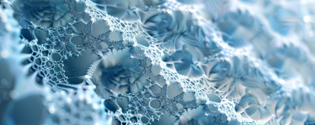 Geometric background with intricate, fractal-like patterns in blue and white.の素材