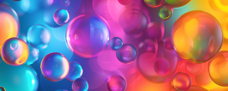 abstract background with multicolored soap bubbles. 3d illustrationの素材