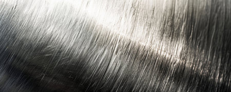 Metallic background with a brushed nickel finish, reflecting soft light and featuring subtle linear textures, ideal for modern, minimalist, or industrial-themed designs.の素材