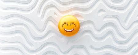 World Emoji Day background with a minimalist design showing a single emoji in the center of a white background, surrounded by subtle patterns.の素材