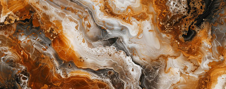 Marble abstract background with warm, rich tones of brown, gold, and white. The veins are intricate and detailed, adding depth and textureの素材