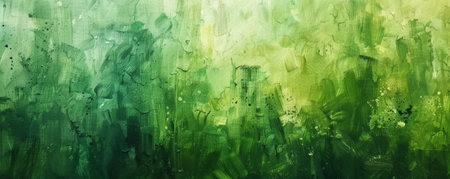 Forest Greens: Brush strokes in various shades of green, resembling the textures and hues of a lush forest.の素材