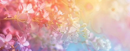 Pride LGBT background with a soft pastel rainbow gradient and delicate floral accents, creating a gentle and peaceful sceneの素材