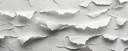 White Ripped Paper: Layers of white ripped paper with visible edges, creating a textured and artistic effect.の素材
