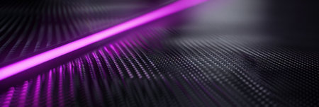 Textured carbon fiber with purple glowing streaks: Industrial and dynamic, perfect for high-tech designs or modern product displays, the carbon fiber and purple streaks create a powerful and advanced atmosphereの素材