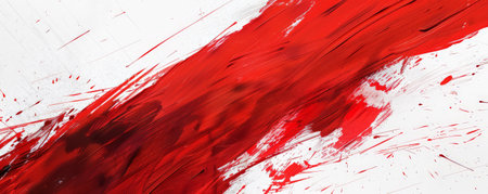 Energetic Reds: Bold red brush strokes on a white background, creating a powerful and energetic effect.の素材