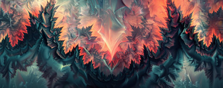 A fractal pattern with sharp, jagged edges in dark, moody colors.の素材