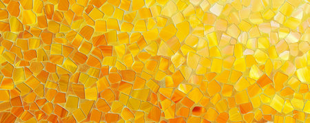 A mosaic pixel background with shades of yellow, creating a bright and cheerful pattern. The varied shades add depth and interest to the design.の素材