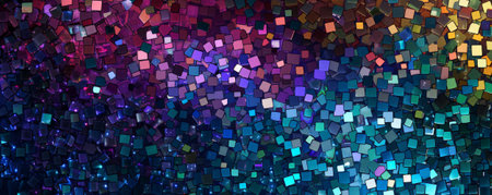 A mosaic pixel background with a mix of jewel tones like sapphire, emerald, and amethyst. The rich colors and pixel arrangement create a luxurious and vibrant design.の素材