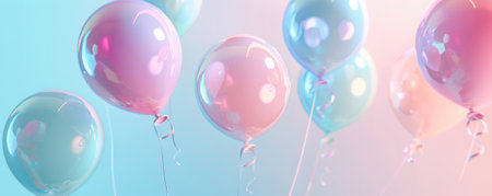 A playful background featuring pastel-colored balloons, gently floating against a soft gradient background, evoking a sense of lightness and celebration.の素材