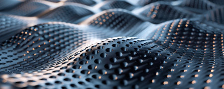 A smooth metal texture with a maze-like pattern of grooves and embedded lights that change color, creating a dynamic, high-tech aesthetic.の素材