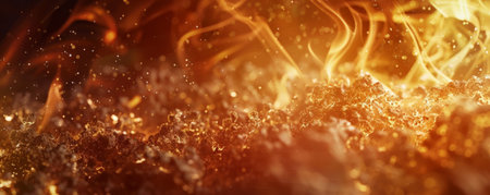 A close-up view of flickering flames, with intricate details of the fire's movement and the heat it radiates.の素材