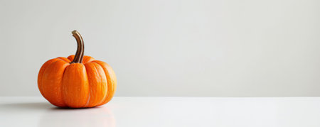 A single, large pumpkin with a glossy finish on a plain white background, offering a clean look with plenty of copy space around it.の素材