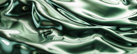Metallic hemlock color background with a subtle, wavy texture, creating a dynamic and fluid appearance with reflective highlights.の素材