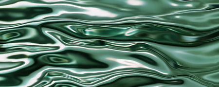 Metallic hemlock color background with a smooth, reflective surface, featuring subtle, flowing wave patterns for a dynamic effect.の素材