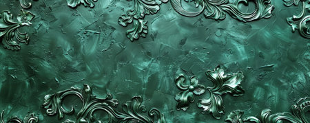 Metallic hemlock color background featuring an intricate, embossed pattern, adding a touch of elegance and texture to the surface.の素材