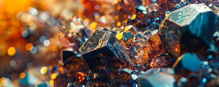 A background featuring rare earth minerals under a microscope, revealing the intricate details of elements like ytterbium and scandium. The high magnification provides a unique perspective.の素材