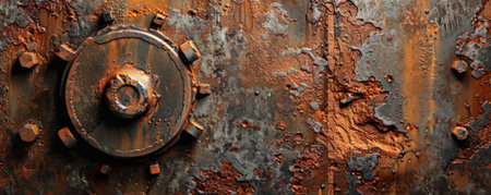 A grunge texture background with rusted machinery parts, oil stains, and metal shavings, highlighting industrial wear and tear.の素材