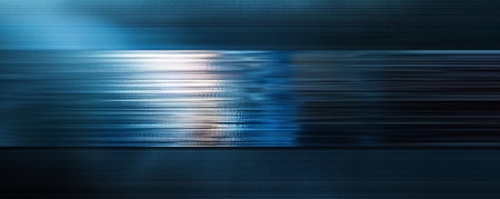 An abstract background with a sleek titanium metallic panel, showing a subtle iridescent sheen, set against a gradient of deep blues and blacks. The sophisticated metal finish creates a refined and elegant look.の素材