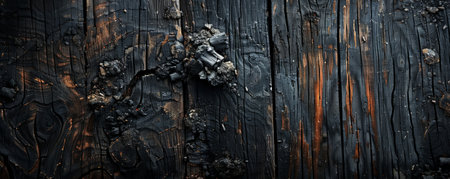 A grunge texture background with charred wood, soot, and ash, evoking a sense of destruction and abandonment.の素材