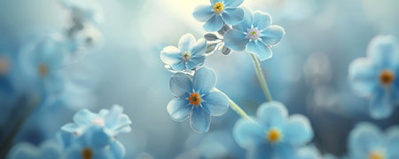 Close-up of a delicate forget-me-not, with its tiny petals and soft blue color. Illustration for a sentimental design or nature-themed artwork. The detailed rendering captures the forget-me-notÃ¢â¬â¢s sweet beauty.の素材