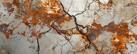 A background combining heavily rusted areas with cracked marble, highlighting the contrast between organic rust and polished stone. The textures blend to create a compelling aged appearance.の素材
