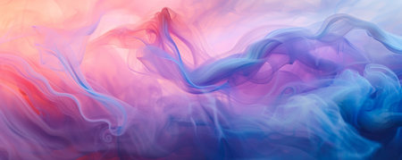 Misty fog of abstract colors swirls and dances on a vivid background, creating a mesmerizing and ethereal atmosphere with soft, blurred edges.の素材