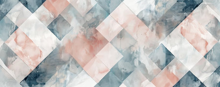 Modern watercolor pattern with a minimalist geometric design, using muted Pantone tones like blush pink, misty blue, and light olive to create a tranquil and balanced composition.の素材