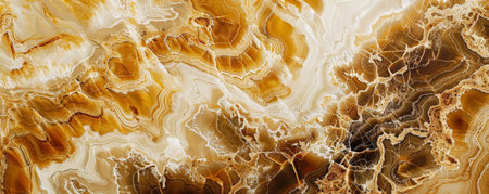 The background of a luxurious gold onyx marble texture, featuring intricate brown and white veining. Ideal for use in opulent interior decor, high-end branding, or elegant digital art projects.の素材