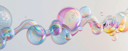 A series of bubbles arranged in a zigzag pattern on a plain white backdrop, adding a playful touch.の素材